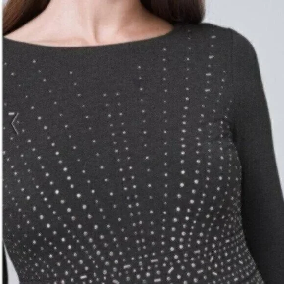 NWOT White House Black Market Embellished Fit-And-Flare Dress - Picture 4 of 5
